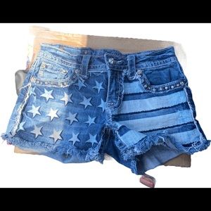 Miss Me Shorts JP5844H USA Stars And Stripes Flag